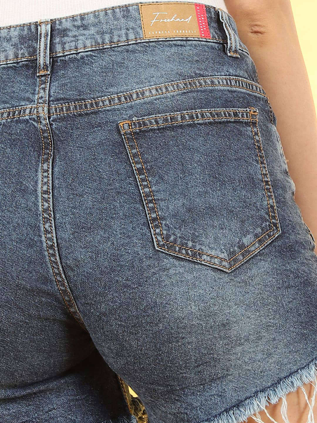 Women's Distressed Printed Denim Shorts