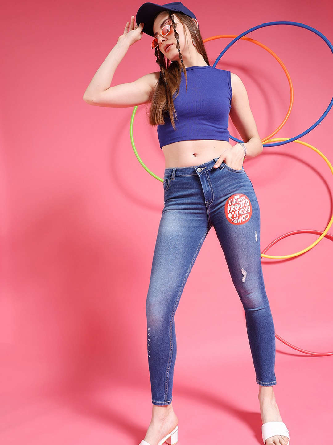 Women's Distressed Skinny Fit Jeans