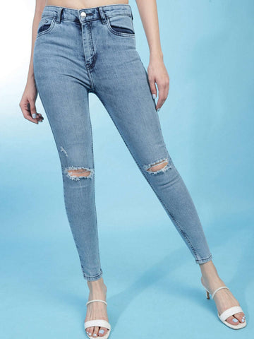 Women's Distressed Slim-Fit Jeans