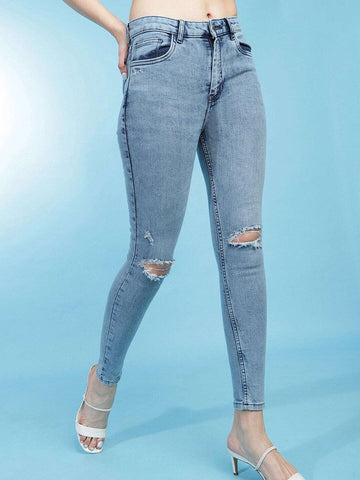 Women's Distressed Slim-Fit Jeans