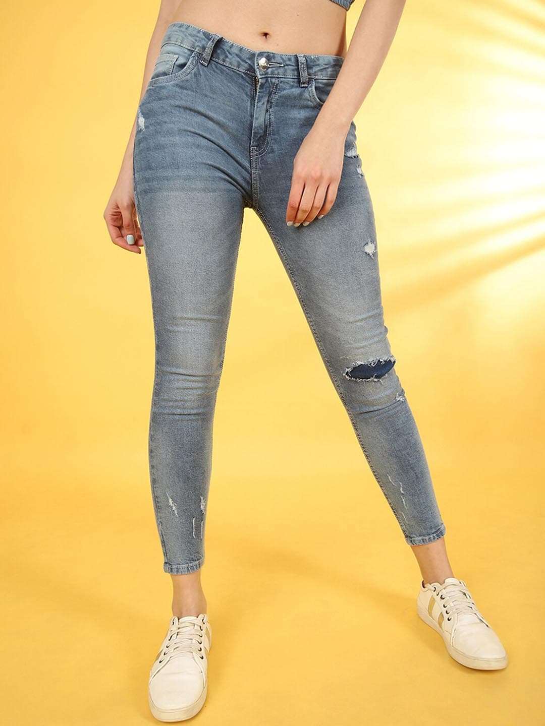 Women's Distressed Slim-Fit Jeans