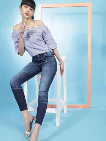 Women's Distressed Slim-Fit Jeans