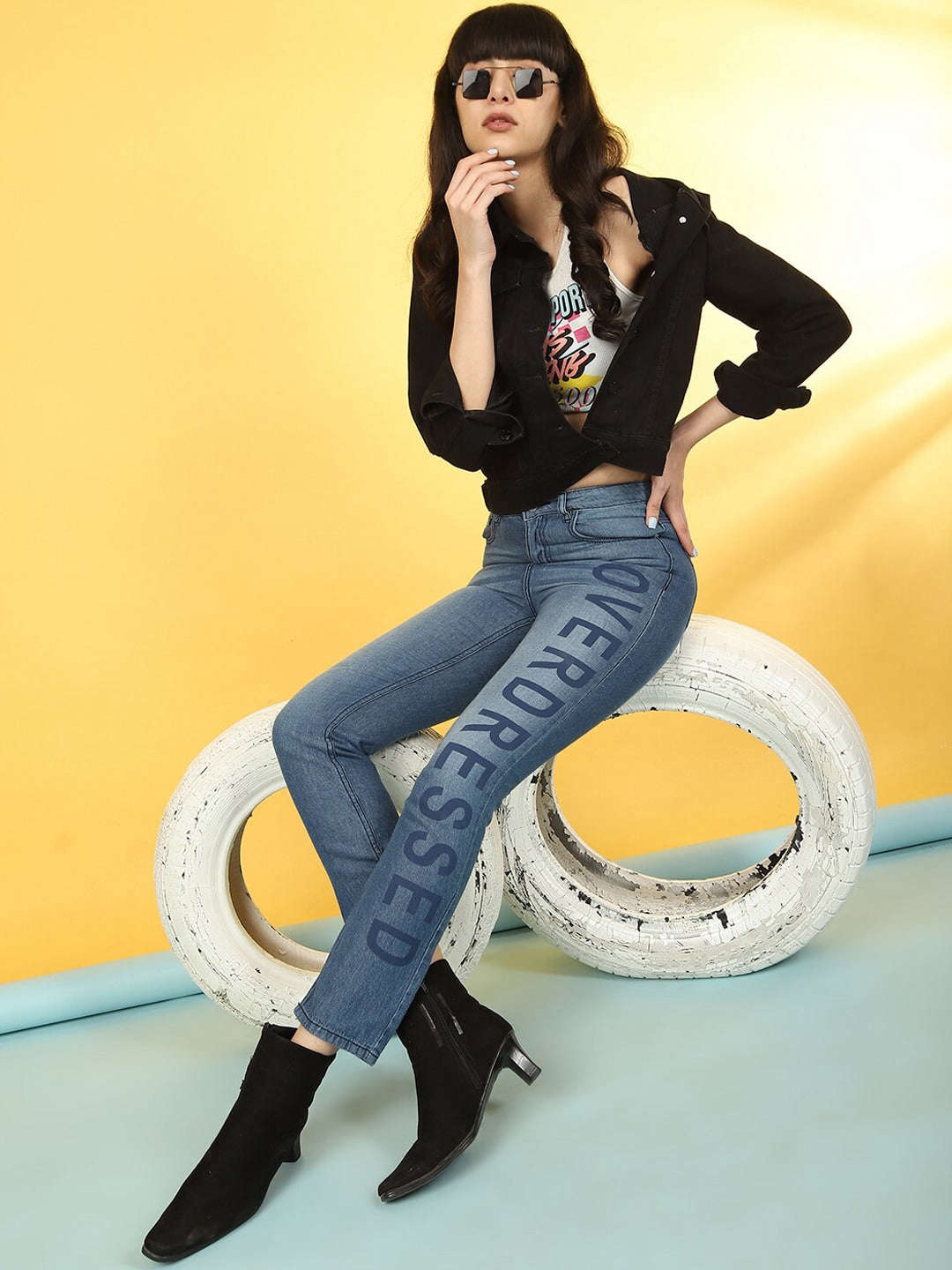 Women's Printed Straight Fit Jeans