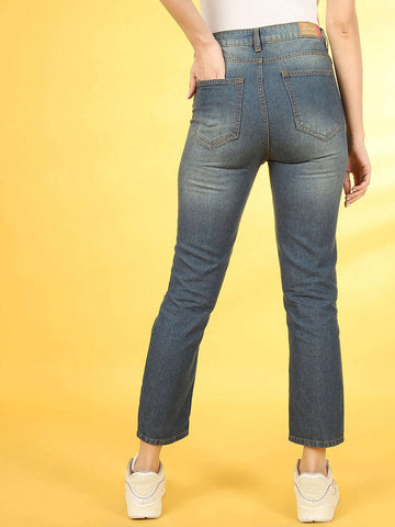 Women's Distress Straight Fit Jeans