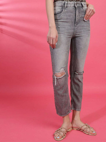 Women's Distress Straight Fit Jeans