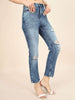 Women's Distress Straight Fit Jeans