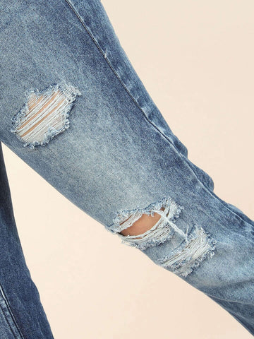 Women's Distress Straight Fit Jeans