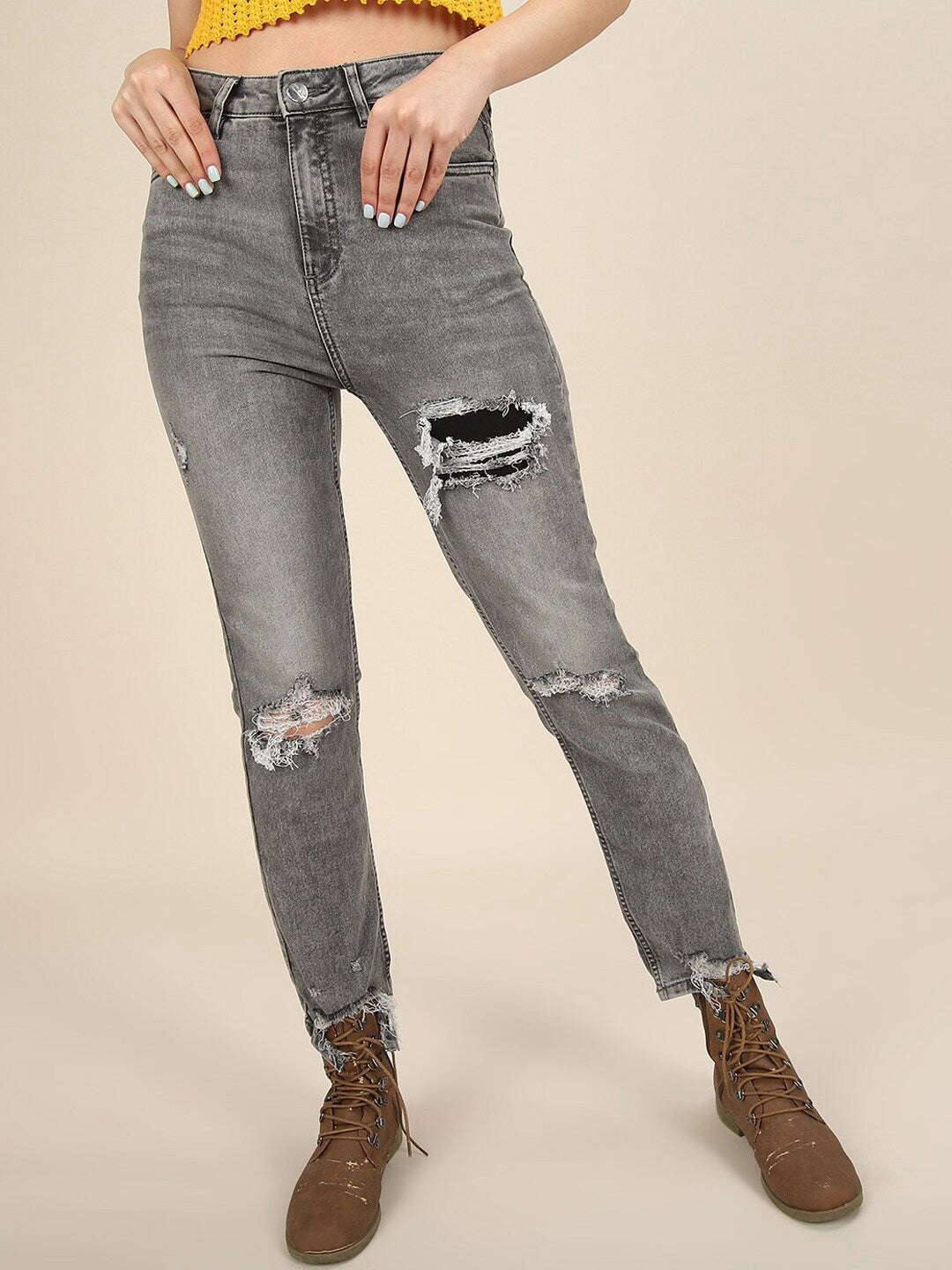 Women's Distress Straight Fit Jeans