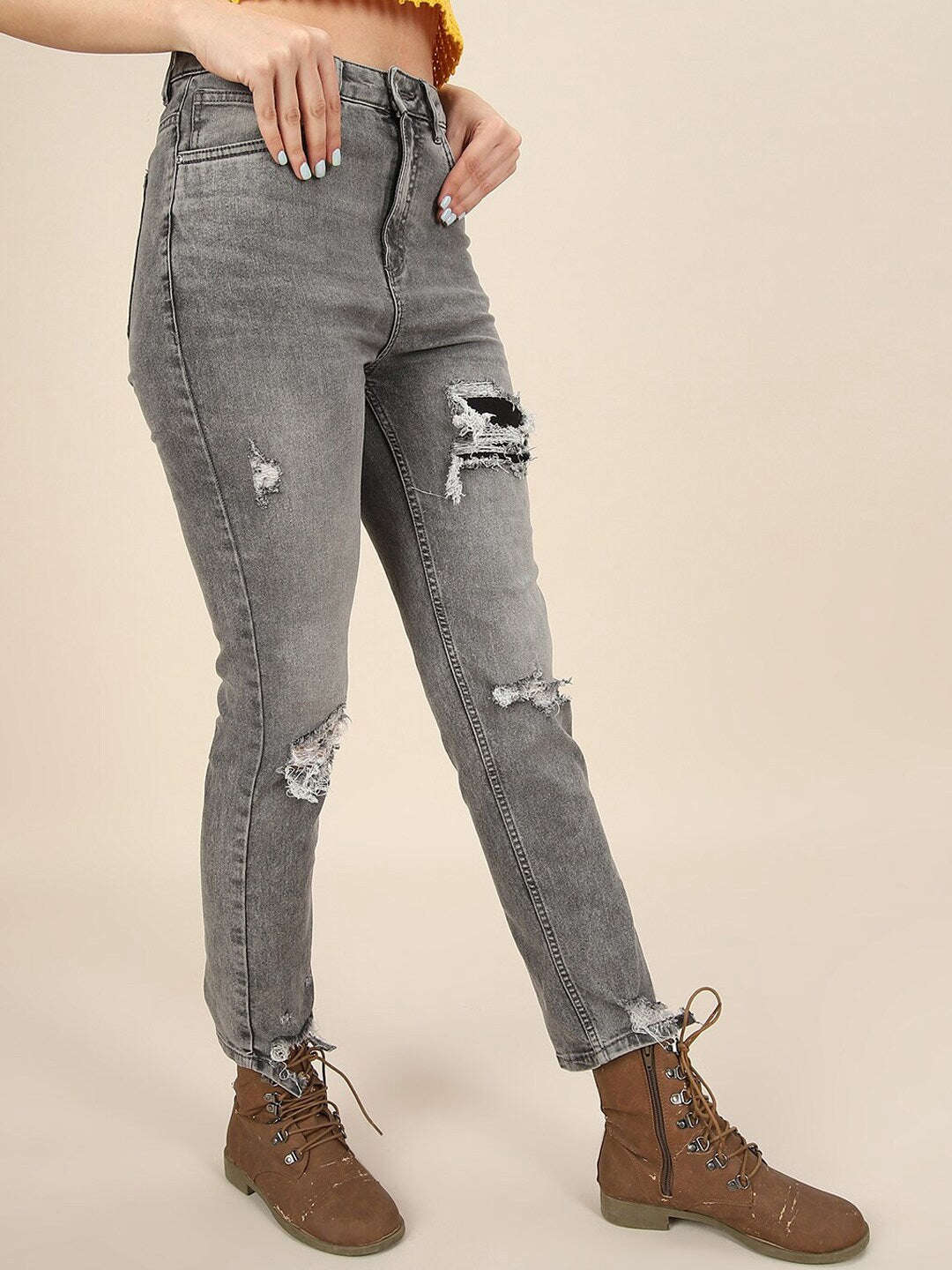 Women's Distress Straight Fit Jeans