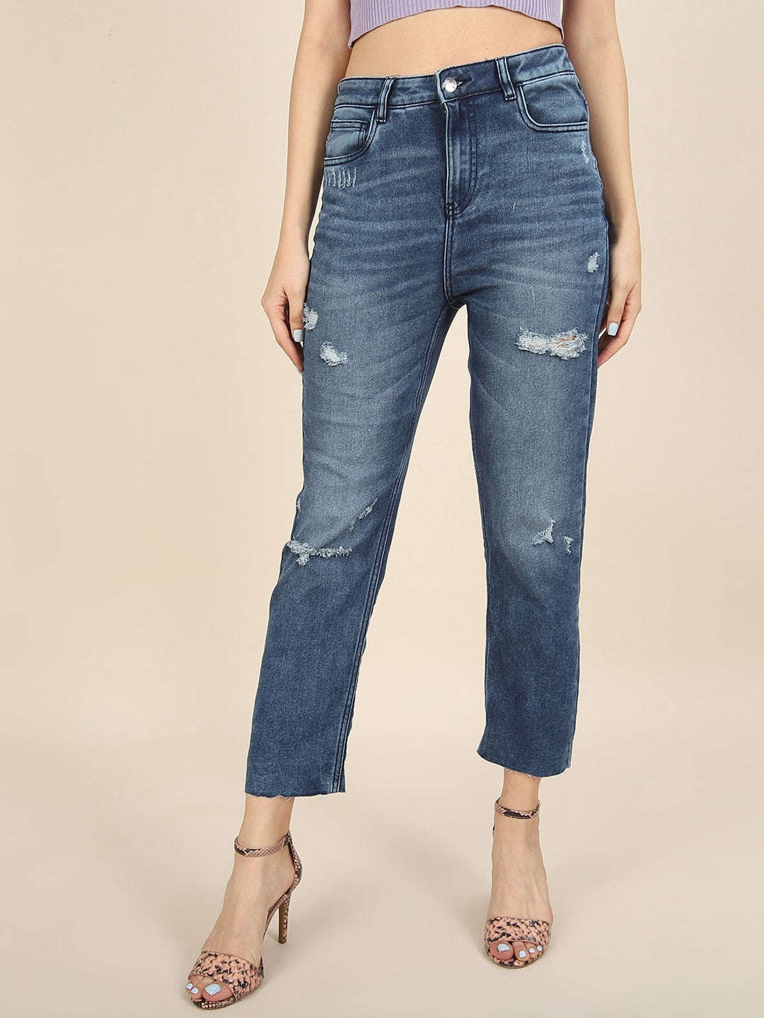 Women's Distress Straight Fit Jeans