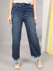 Women's Wide Leg Jeans With Tie N Dye Detail