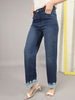 Women's Wide Leg Jeans With Tie N Dye Detail