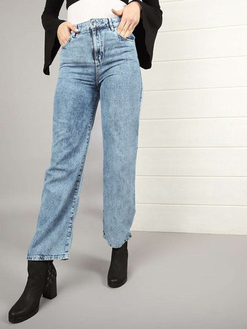 Women's 2 Tone Denim Wide Leg Jeans
