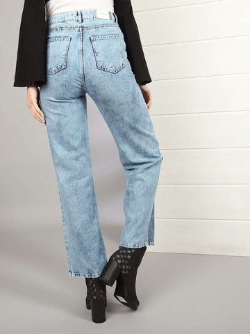 Women's 2 Tone Denim Wide Leg Jeans