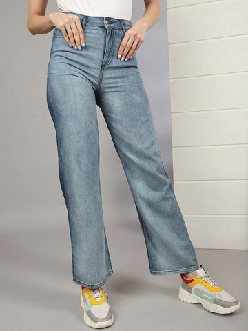 Women's 2 Tone Denim Wide Leg Jeans