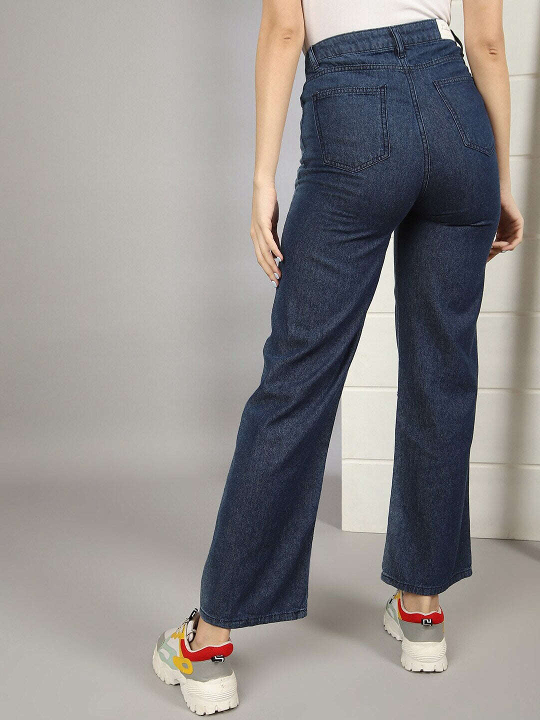Women's 2 Tone Denim Wide Leg Jeans