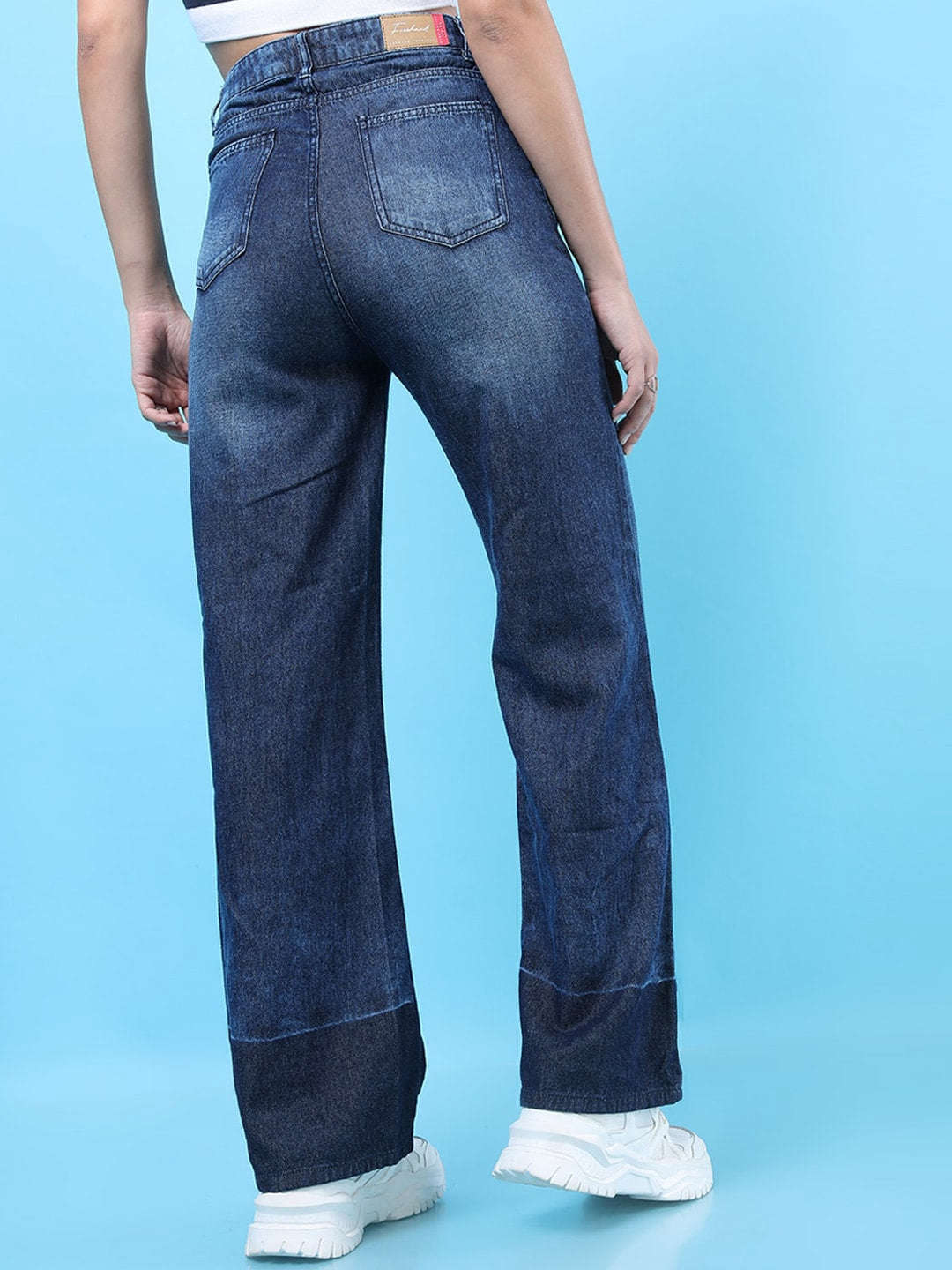 Women's 2 Tone Denim Wide Leg Jeans