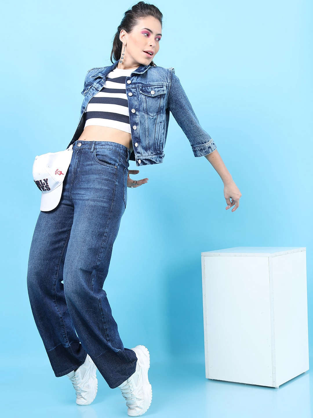 Women's 2 Tone Denim Wide Leg Jeans