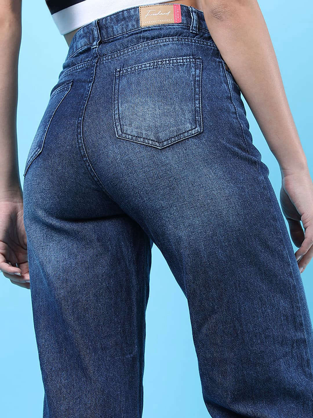 Women's 2 Tone Denim Wide Leg Jeans