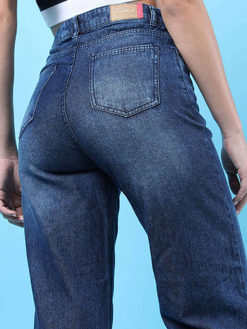 Women's 2 Tone Denim Wide Leg Jeans