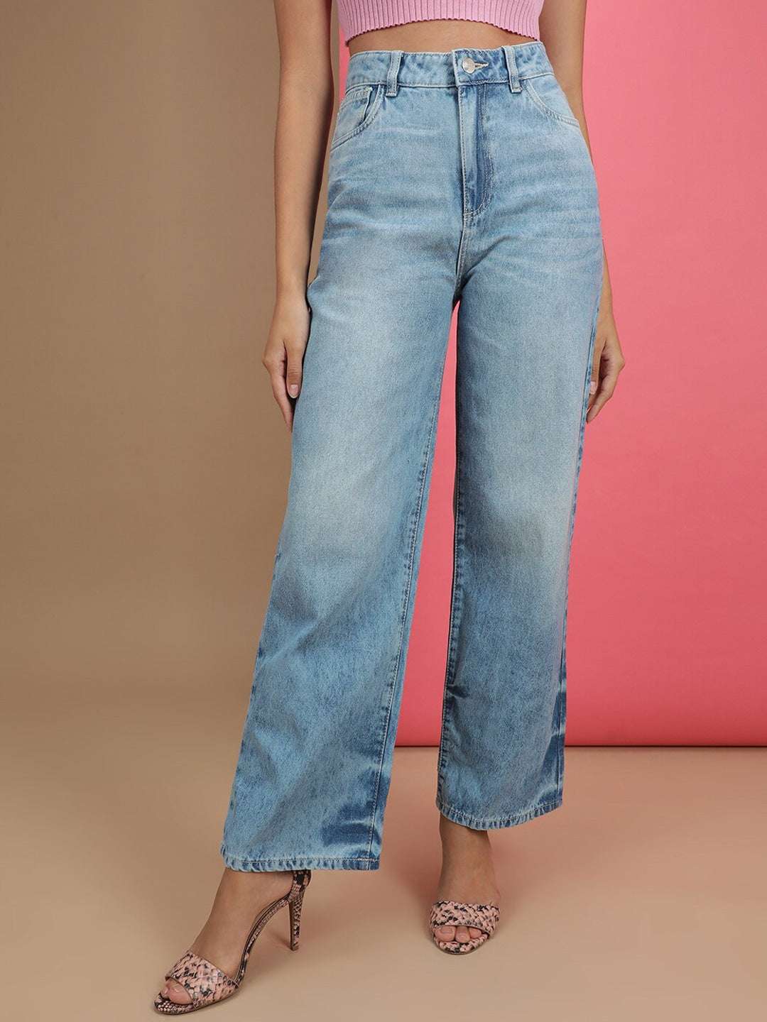 Women's 2 Tone Denim Wide Leg Jeans