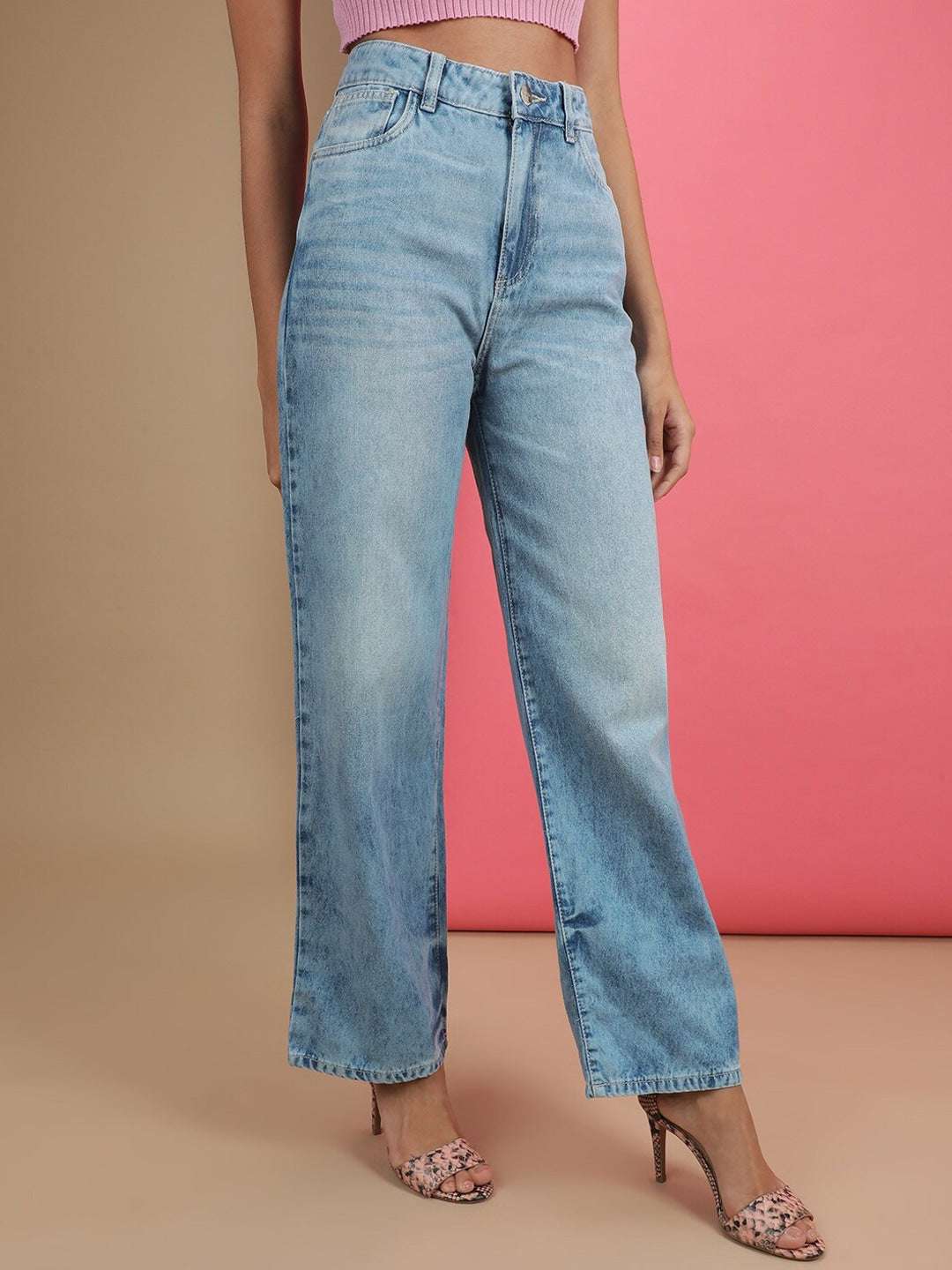 Women's 2 Tone Denim Wide Leg Jeans