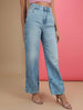 Women's 2 Tone Denim Wide Leg Jeans