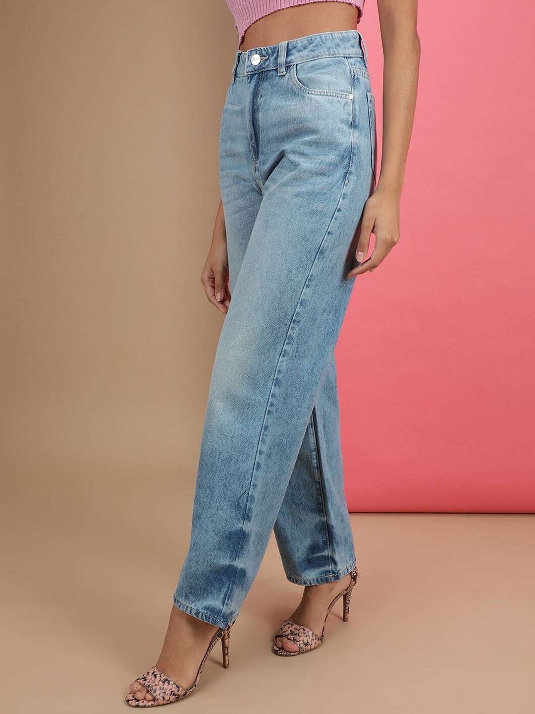 Women's 2 Tone Denim Wide Leg Jeans