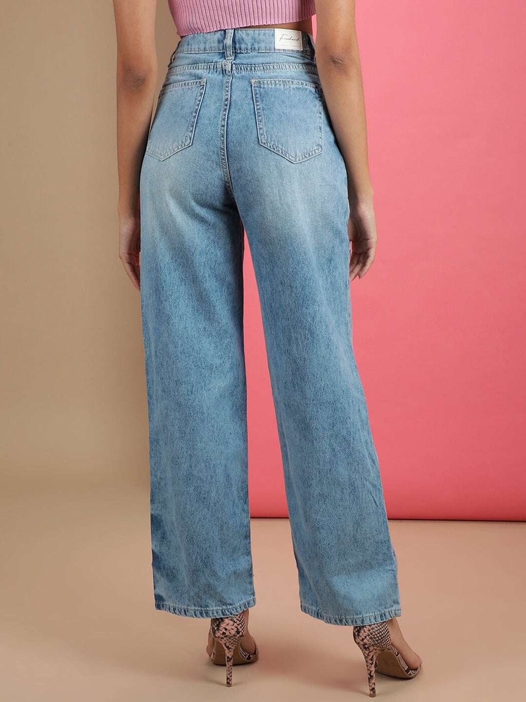 Women's 2 Tone Denim Wide Leg Jeans