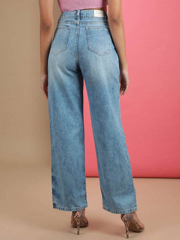 Women's 2 Tone Denim Wide Leg Jeans