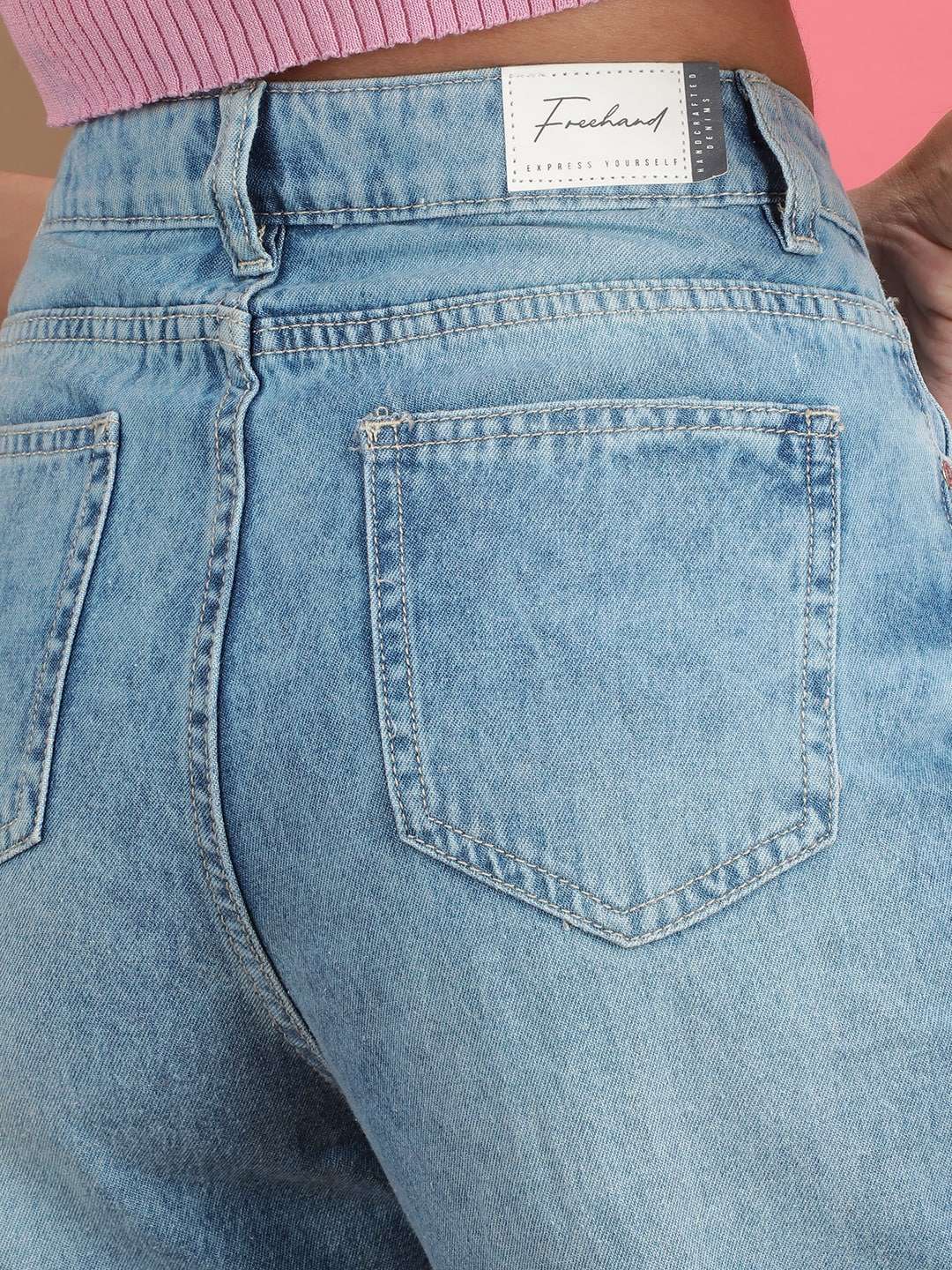 Women's 2 Tone Denim Wide Leg Jeans