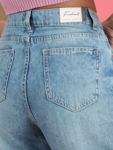 Women's 2 Tone Denim Wide Leg Jeans