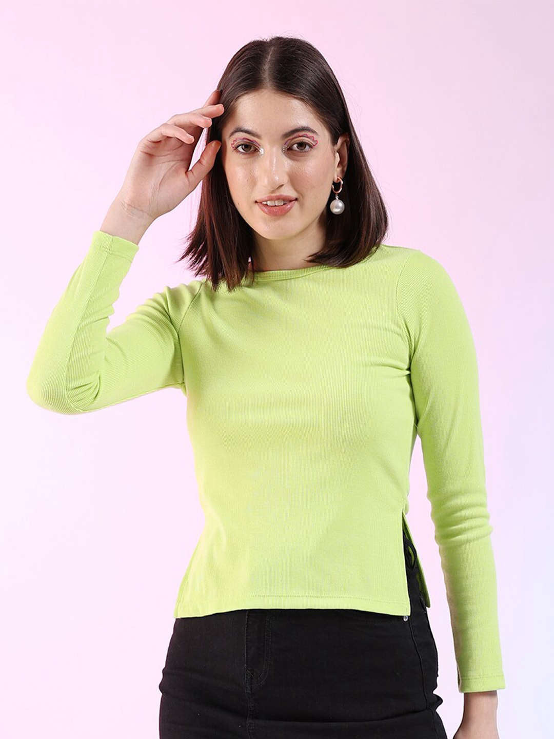 Women's Fitted Full Sleeve Rib Top