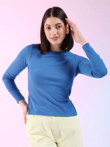 Women's Fitted Full Sleeve Rib Top