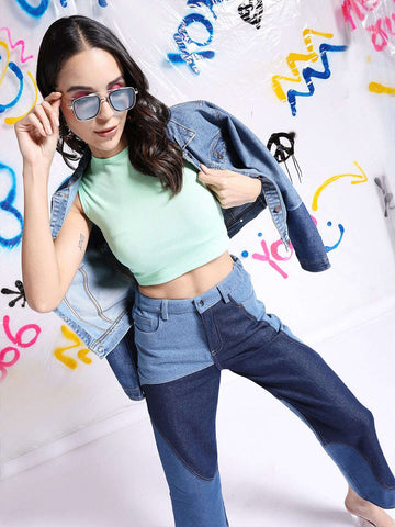 Women's Round Neck Sleeveless Rib Top