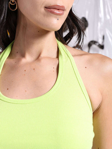 Women's Halter Neck Rib Top