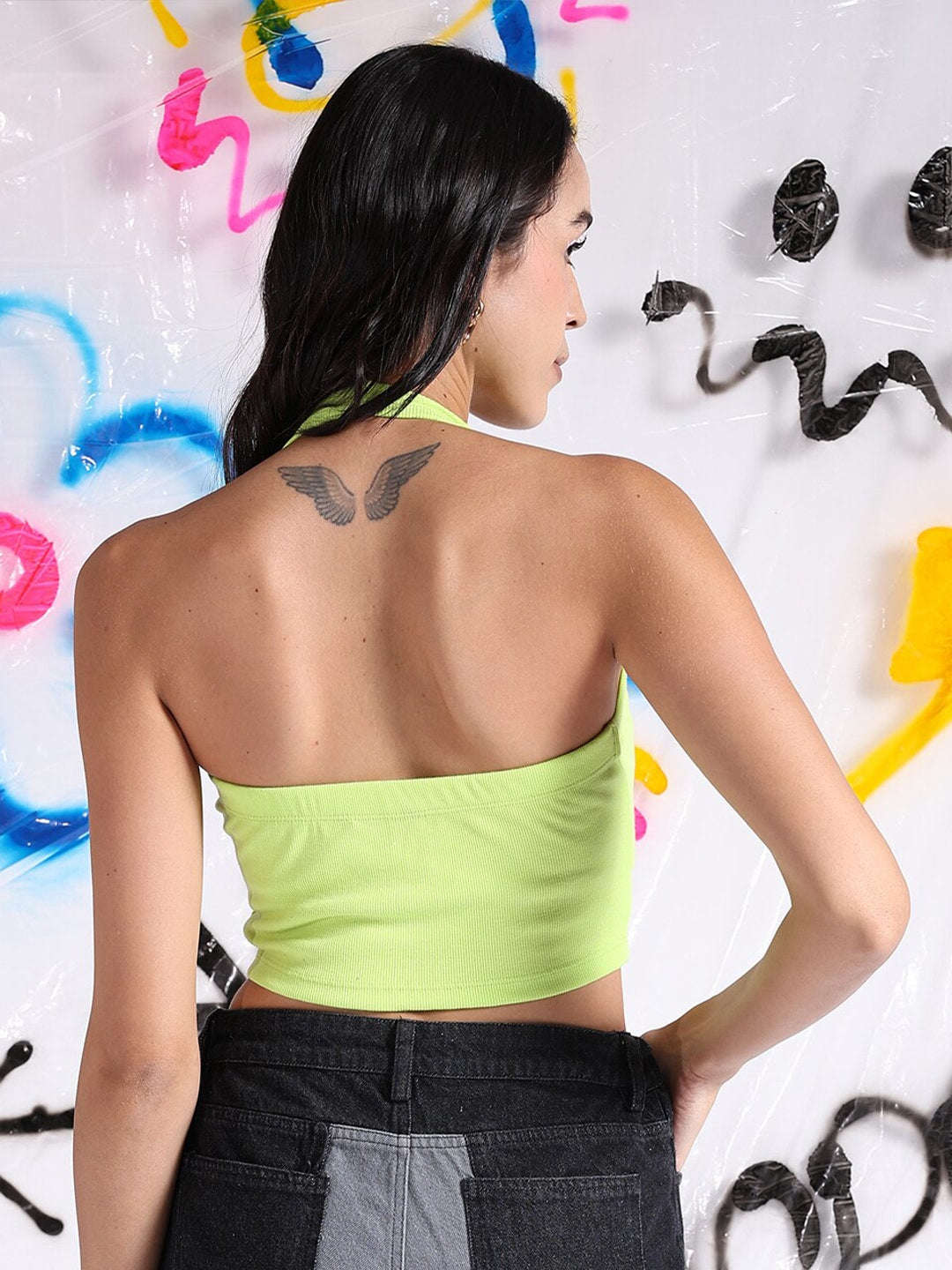 Women's Halter Neck Rib Top