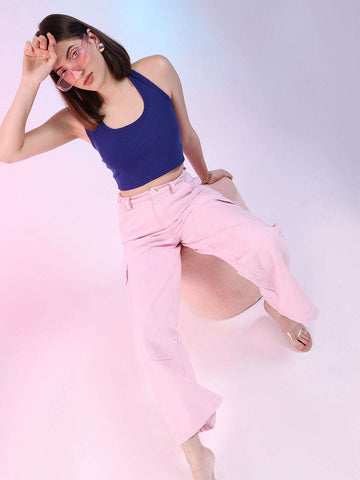 Women's Halter Neck Rib Top