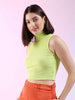 Women's Sleeveless Hign Neck Rib Top