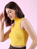 Women's Sleeveless Hign Neck Rib Top