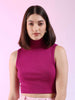 Women's Sleeveless Hign Neck Rib Top