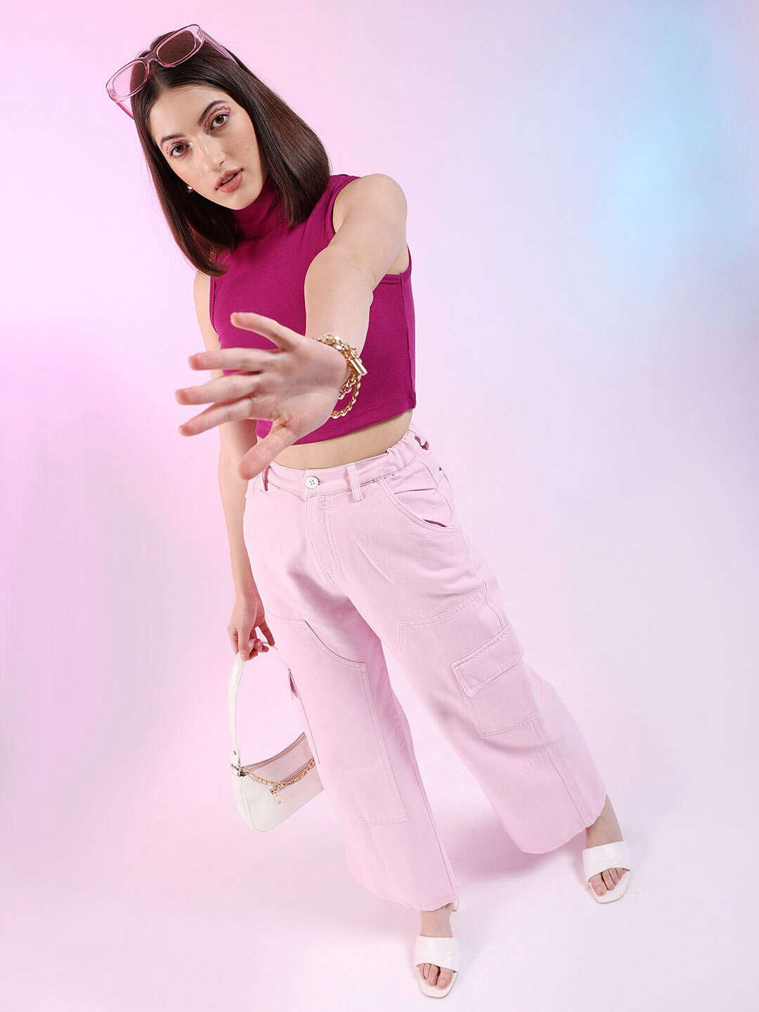 Women's Sleeveless Hign Neck Rib Top