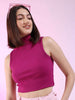 Women's Sleeveless Hign Neck Rib Top