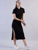 Women's Solid Polo Collar Dress