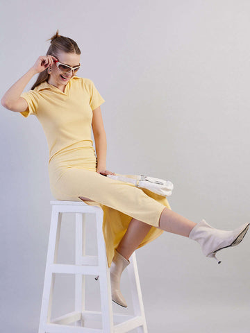 Women's Solid Polo Collar Dress