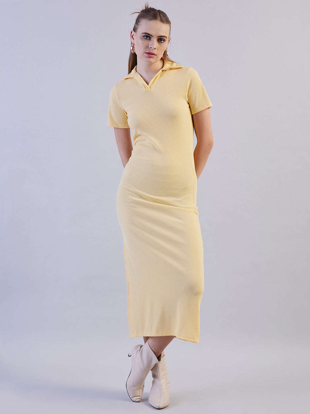 Women's Solid Polo Collar Dress