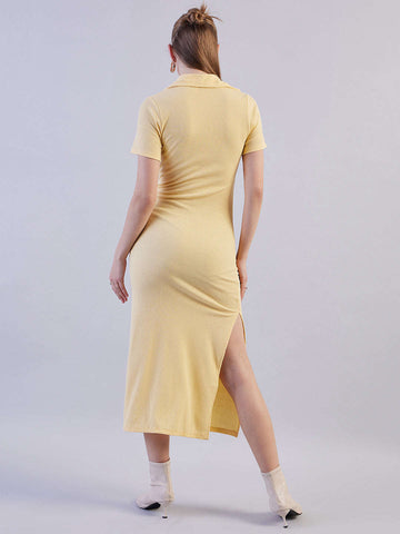 Women's Solid Polo Collar Dress