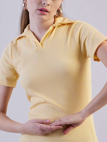 Women's Solid Polo Collar Dress