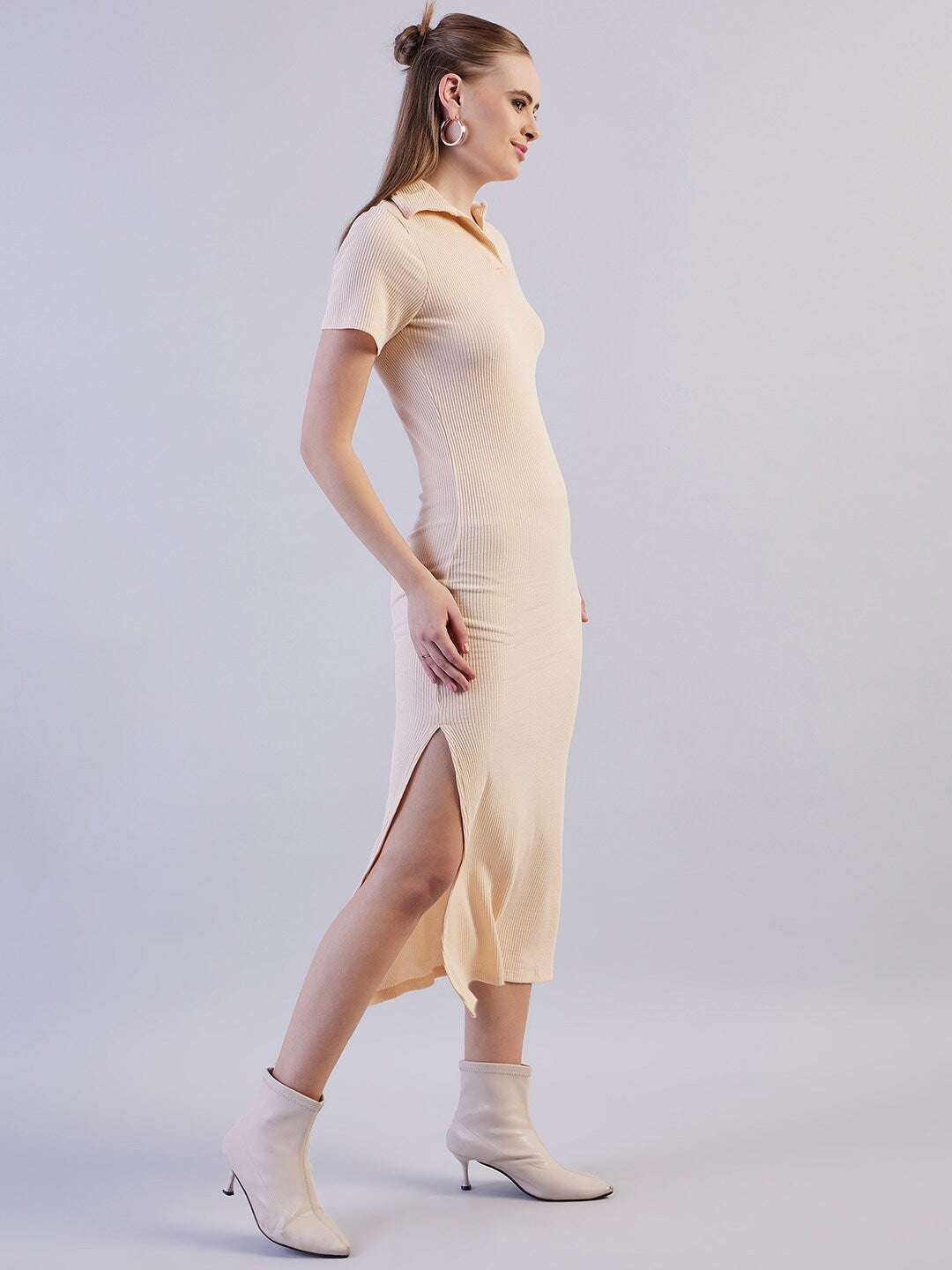 Women's Solid Polo Collar Dress