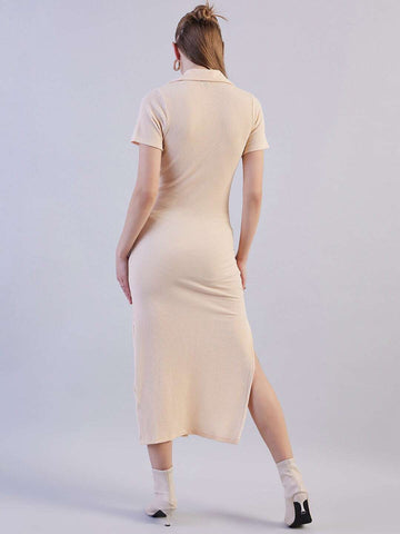 Women's Solid Polo Collar Dress